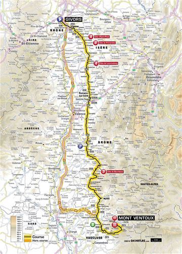 Trasa nejdelší etapy letošní Tour de France. Právě tu se chystá pokořit tým Yedoo na svých koloběžkách. Zdroj www.letour.fr.