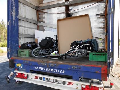 He travelled to Sweden with his scooter on a truck.