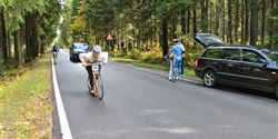 I kept myself in the middle of peloton until the final phase of the competition when I damaged my tyre and, as a consequence, dropped almost to the last position.