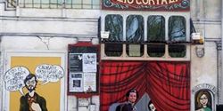 In front of the building of Teatro Julio Cortazar in Ferrara.