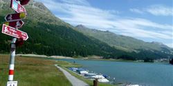 A small lake nearby St. Moritz, world-famous ski resort in the Swiss Alps