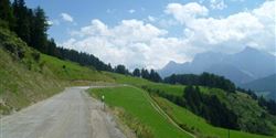 Walking up the Tyrolean mountain village of Ftan, which ranks among the most beautiful villages of the region called Lower Engandine.