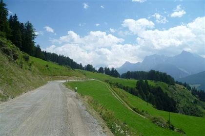 Walking up the Tyrolean mountain village of Ftan, which ranks among the most beautiful villages of the region called Lower Engandine. 