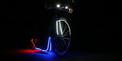 The colourfully illuminated scooters of the Yedoo team could not be overlooked at night.