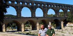 Stand on the way to Narbonne by the Pont du Gard aqueduct built in the period of the ancient Roman civilization.