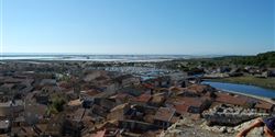 View of the sea and the town of Gruissan from the old Barberousse fort