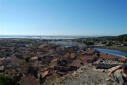 View of the sea and the town of Gruissan from the old Barberousse fort
