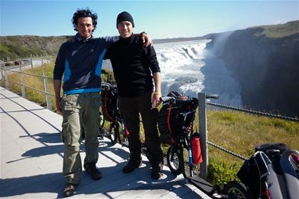 David and Andrea in front of the Gullfoss waterfall.