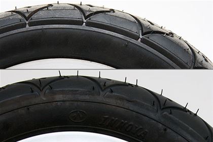 Kvalitní pneumatiky poznáte podle výrobce, nebo i "po čichu". Pokud je povrch gumy příliš tvrdý a zapáchá, jeho přilnavost k povrchu je obvykle velmi špatná. Yedoo používá kvalitní pneumatiky Innova.