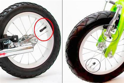 Bent vents (on the right) allow for easier manipulation when filling tyres.