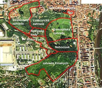 Large complex of gardens at Petřín is full of magnificent places.