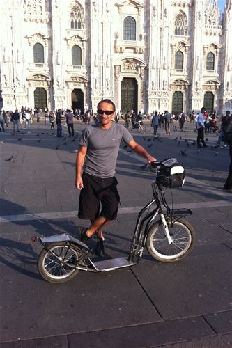 Stef in front of the Cathedral in Milan.