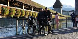 Stef and his friend in Lucerne at the end of the first day of the trip.