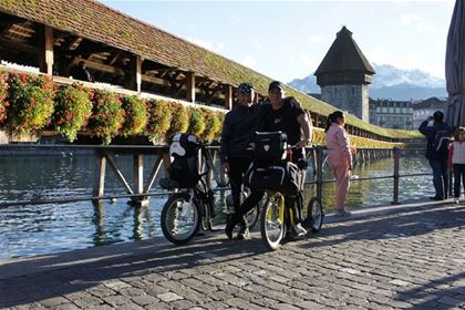 Stef and his friend in Lucerne at the end of the first day of the trip.