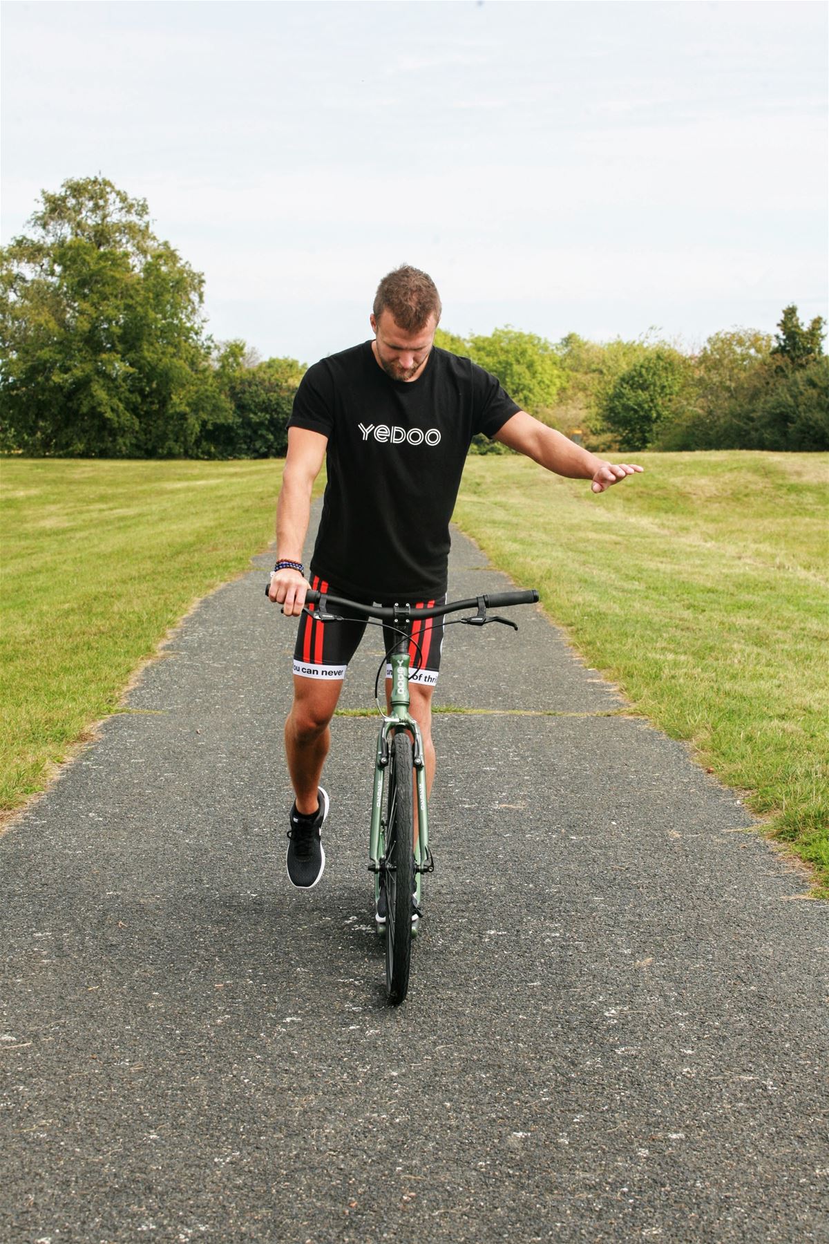 Test your ability to keep balance standing on one leg on the scooter footboard, and in other positions. How are you doing?