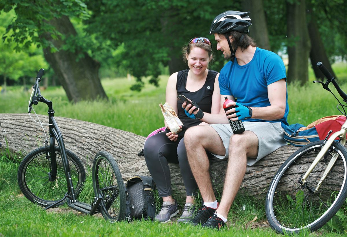 The Yedoo S2020 scooter on the left