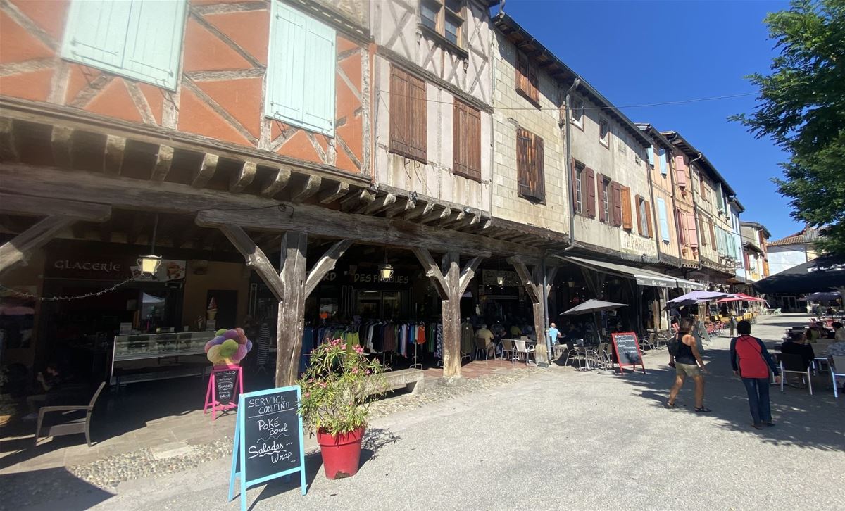 One of the most beautiful preserved squares with half-timbered houses from the 13th century in the French town of Mirepoix.