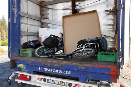He travelled to Sweden with his scooter on a truck.