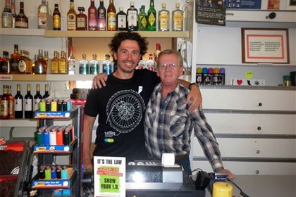 David with Rick Baxter, owner of the petrol station and the shop pointedly called Praire Oasis. 